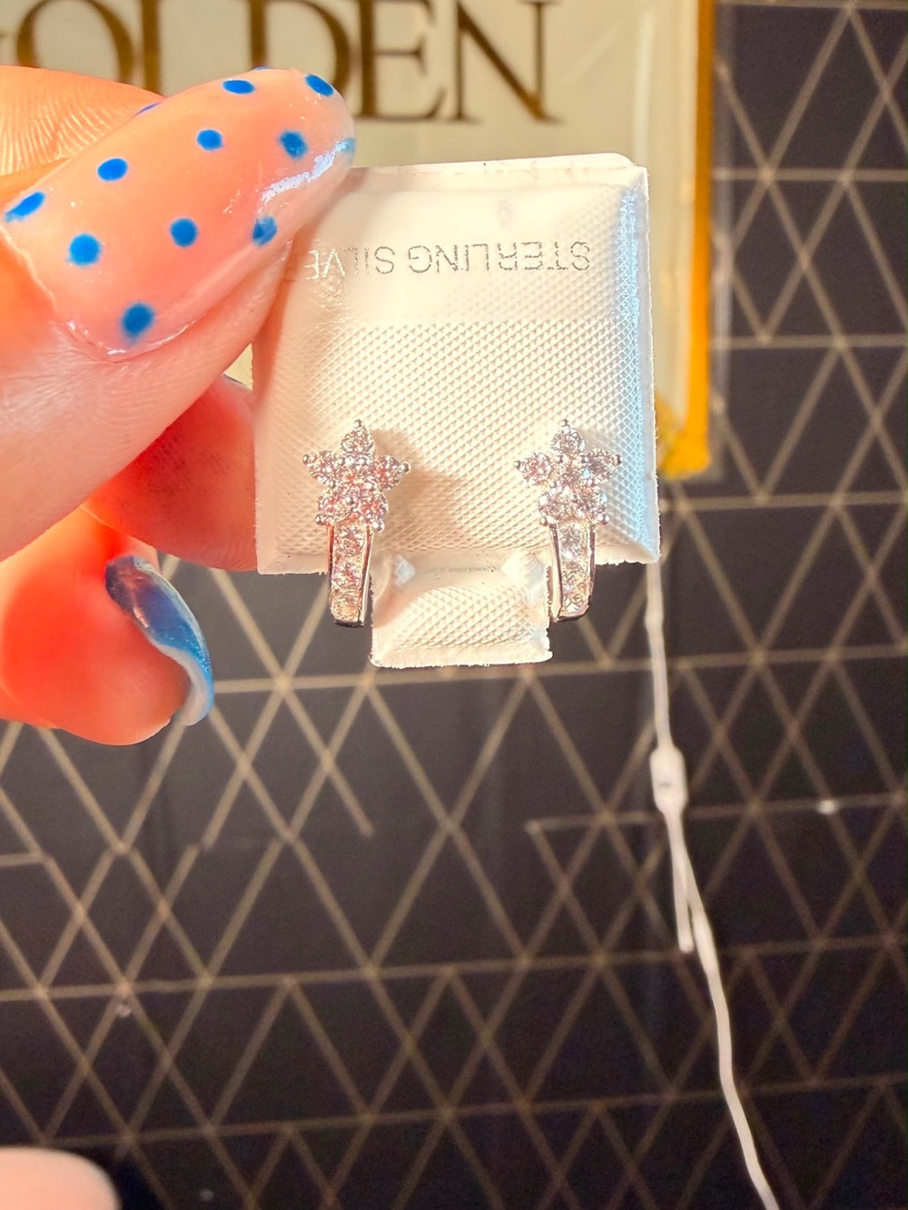 Star Cubic Zirconia Huggie Earrings - Silver